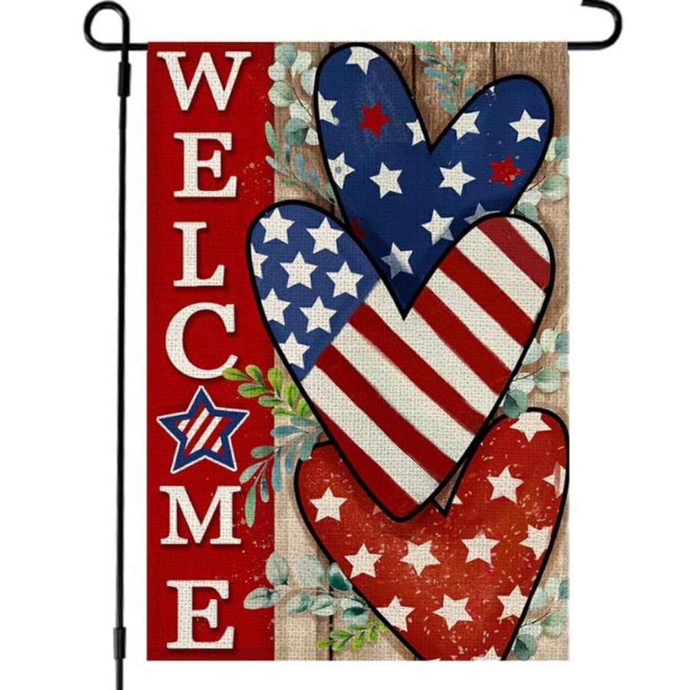 CROWNED BEAUTY 4th of July Patriotic Welcome Garden Flag 12x18 inches